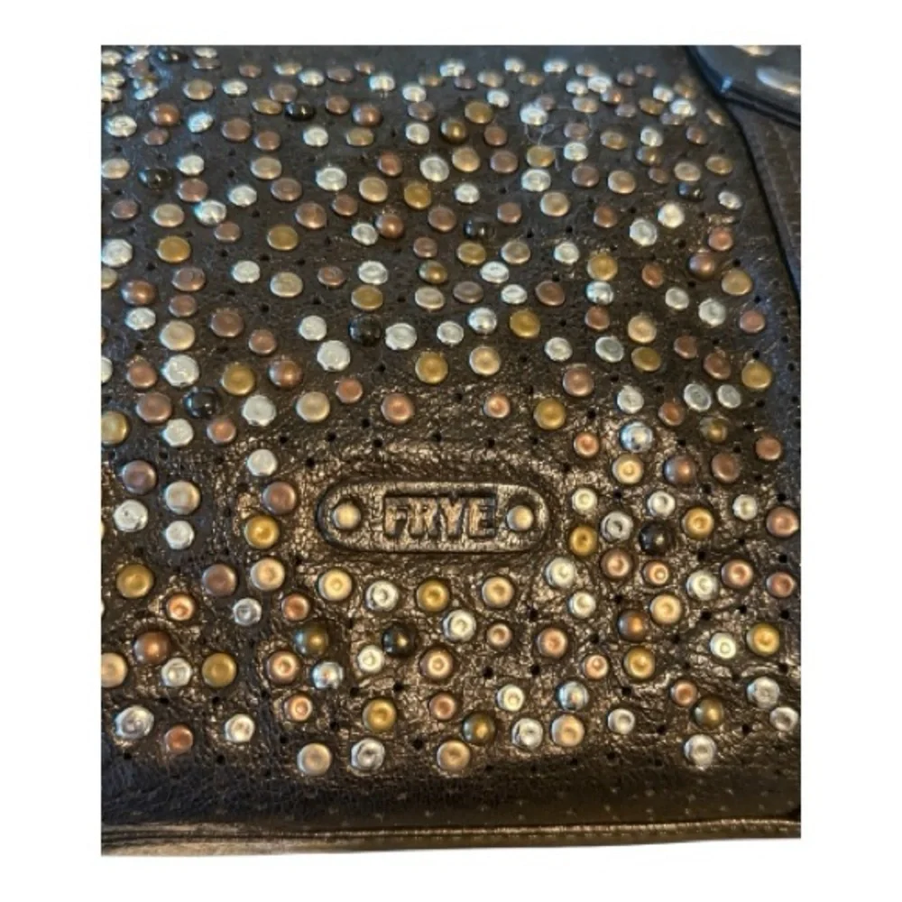 FRYE (rare!) Deborah Studded Black Leather Zip-around Wallet - Picture 3 of 7
